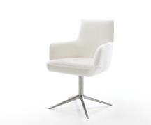 Drehstuhl Heira-Flex mit Armlehnen Bouclé Soft Beige Fußkreuz Edelstah...