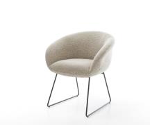 Esszimmerstuhl Vinka-Flex mit Armlehnen Webstoff Soft Beige Kufengeste...