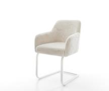 Freischwinger Greg-Flex Plüsch Creme-Weiß Freischwinger flach Weiß Tas...