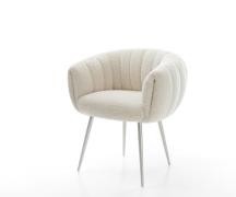 Esszimmerstuhl Jada-Flex Teddystoff Beige 4-Fuß konisch Edelstahl Tasc...