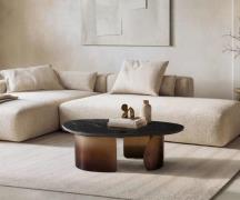 Couchtisch Marvello 100x50 cm Marmor Schwarz Silber Metall Gold Ombre