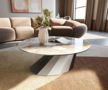 Couchtisch Edge Rund 90x90 cm Keramik Minas Melange Parabi Edelstahl g...