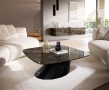 Couchtisch Edge Boot 90x90 cm Keramik Emperador Extra Lucidato Dunkelb...