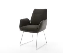 Esszimmerstuhl Zoa-Flex Materialmix Schwarz Kufengestell Edelstahl Tas...