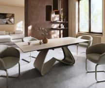 Esstisch Edge 180-220x100 Keramik Laminam® Travertino Bianco Creme-Wei...