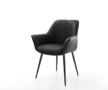 Esszimmerstuhl Keila-Flex mit Armlehnen Echt-Leder Schwarz 4-Fuß konis...