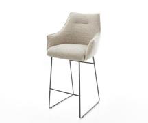 Barstuhl Alja-Flex Webstoff Soft Beige Kufengestell Metall Schwarz Tas...