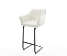 Barstuhl Yulo-Flex Bouclé Soft Beige Freischwinger Flach Metall Schwar...