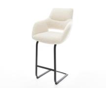 Barstuhl Yago-Flex Teddystoff Beige Freischwinger Flach Metall Schwarz...