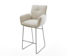 Barstuhl Nela-Flex Webstoff Soft Beige Kufengestell Metall Schwarz