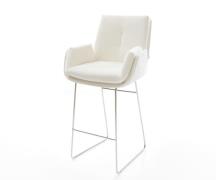 Barstuhl Clea-Flex Bouclé Soft Beige Kufengestell Edelstahl Silberfarb...