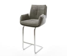 Barstuhl Clea-Flex Bouclé Soft Schlamm Freischwinger Flach Edelstahl S...