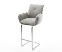 Barstuhl Nela-Flex Strukturstoff Soft Grau Freischwinger Flach Edelsta...