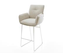 Barstuhl Nela-Flex Webstoff Soft Beige Kufengestell Edelstahl Silberfa...