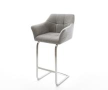 Barstuhl Yulo-Flex Strukturstoff Soft Grau Freischwinger Flach Edelsta...