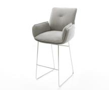 Barstuhl Nela-Flex Strukturstoff Soft Grau Kufengestell Edelstahl Silb...