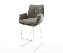 Barstuhl Clea-Flex Bouclé Soft Schlamm Kufengestell Edelstahl Silberfa...