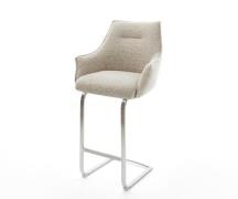 Barstuhl Alja-Flex Webstoff Soft Beige Freischwinger Flach Edelstahl S...