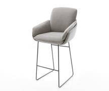 Barstuhl Luan-Flex Strukturstoff Soft Grau Kufengestell Metall Schwarz