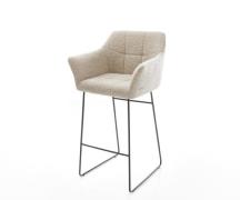 Barstuhl Yulo-Flex Webstoff Soft Beige Kufengestell Metall Schwarz