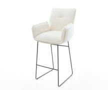 Barstuhl Nela-Flex Bouclé Soft Beige Kufengestell Metall Schwarz