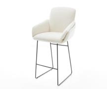 Barstuhl Luan-Flex Bouclé Soft Beige Kufengestell Metall Schwarz