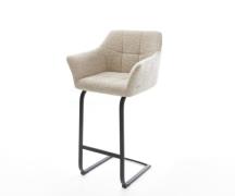 Barstuhl Yulo-Flex Webstoff Soft Beige Freischwinger Flach Metall Schw...