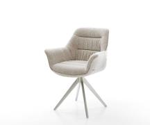 Drehstuhl Kaira-Flex Webstoff Soft Beige Kreuzgestell kantig Edelstahl...