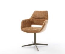 Drehstuhl Yago-Flex mit Armlehnen Chenille Rost Fußkreuz Effektfinish ...