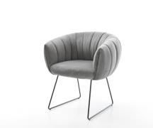 Esszimmerstuhl Jada-Flex Samt Grau Kufengestell Schwarz Taschenfederke...