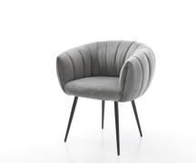 Esszimmerstuhl Jada-Flex Samt Grau 4-Fuß konisch Schwarz Taschenfederk...