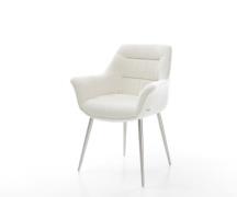 Esszimmerstuhl Kaira-Flex Bouclé Soft Beige 4-Fuß konisch Edelstahl