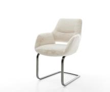 Freischwinger Yago-Flex mit Armlehnen Plüsch Creme-Weiß Freischwinger ...