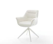 Drehstuhl Kaira-Flex Bouclé Soft Beige Kreuzgestell breit Weiß 360° dr...