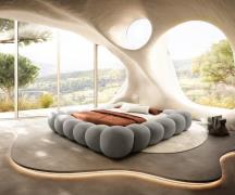 Polsterbettgestell Perlla 180x200 cm Strukturstoff Soft Grau