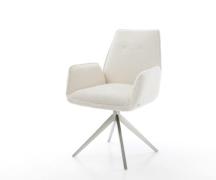 Esszimmerstuhl Zoa-Flex Bouclé Weiß Kreuzgestell breit Edelstahl Tasch...