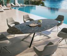 Outdoortisch Edge Oval 280x130 cm Keramik Emperador Extra Lucidato Dun...