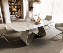 Esstisch Edge Boot 200x100 cm Keramik Onyx Champagne W-Gestell Metall ...