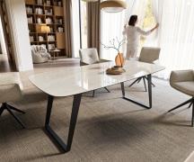 Esstisch Edge Boot 200x100 cm Keramik Onyx Champagne Metall Schräg Sch...