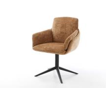 Drehstuhl Luan-Flex mit Armlehnen Chenille Rost Fußkreuz Schwarz 360° ...