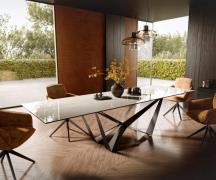 Esstisch Edge 300x100 cm Keramik Onyx Champagne Spider Flachstahl Edel...