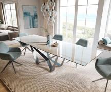 Esstisch Edge 200-300x100 cm Keramik Onyx Champagne Spider Flachstahl ...