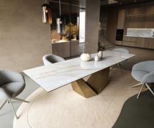 Esstisch Edge 300x100 cm Keramik Onyx Pearl Prisma Metallic Gold