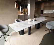 Esstisch Edge 300x100 cm Keramik Onyx Pearl Troa Metall Schwarz