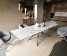 Esstisch Edge 300x100 cm Keramik Onyx Pearl Kreuzgestell Rechteck Effe...