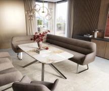 Esszimmerbank Taya-Flex 285x190 cm Strukturstoff Soft Taupe Kufengeste...