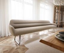 Esszimmerbank Taya-Flex 300 cm Bouclé Schlamm Kufengestell flach Edels...