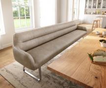 Esszimmerbank Taya-Flex 300 cm Mikrofaser Beige Vintage Kufengestell f...