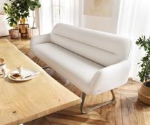 Esszimmerbank Taya-Flex 200 cm Bouclé Creme-Weiß Kufengestell flach Ef...