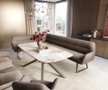 Esszimmerbank Taya-Flex 285x190 cm Strukturstoff Soft Taupe Kufengeste...